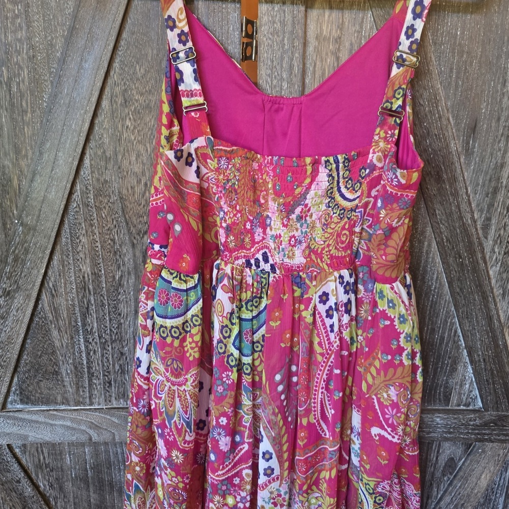 Taillissime Dress Womens Size 14W Hot Pink Floral Sleeveless Sundress Adjustable - Picture 8 of 8